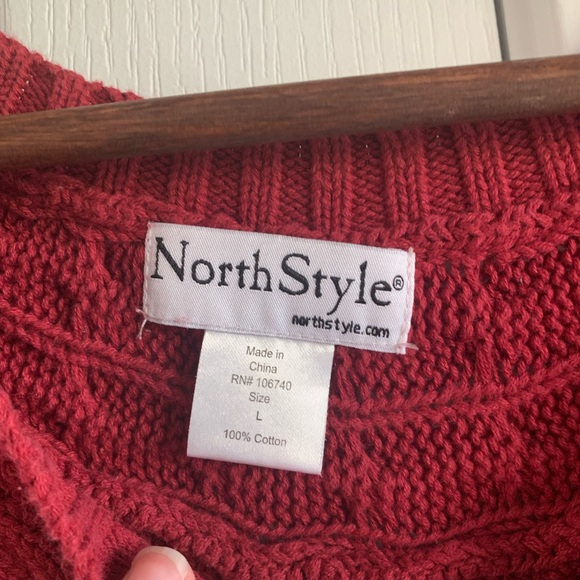 NorthStyle Women's Rich Red Cable Knit Sweater - Picture 2 of 11